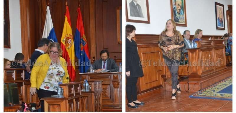 Instante en el que  Castellano y los ediles de Más por Telde se ausentan del Pleno cuando se iba a tratar el expediente de La Mareta (Foto TA)